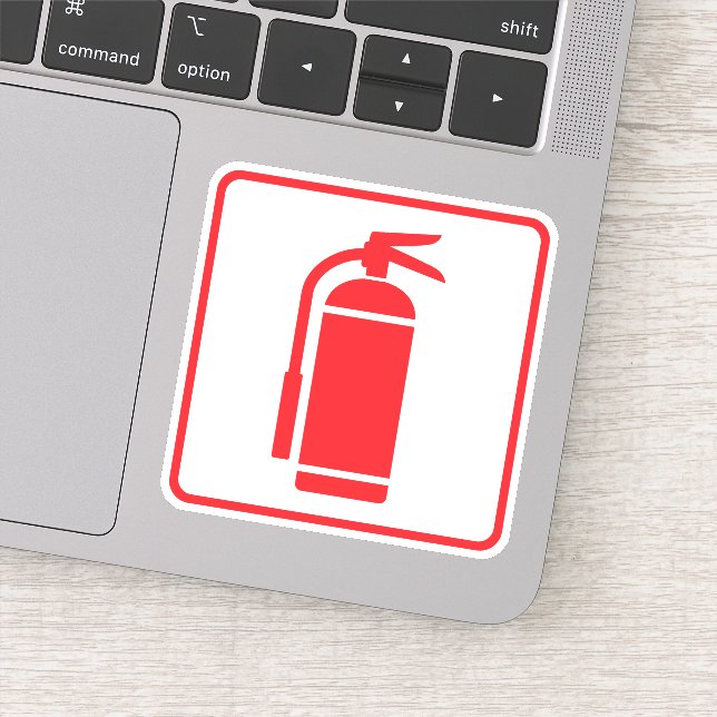 Fire extinguisher symbol, red on white, red border sticker (Detail)