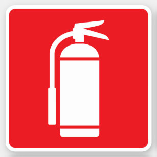 Fire extinguisher symbol, white on red sticker