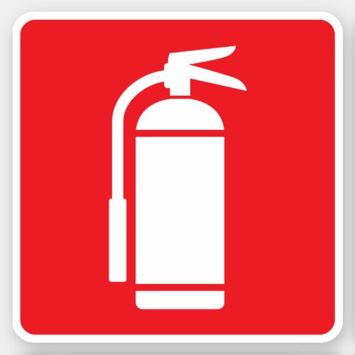 Fire extinguisher symbol white on red sticker