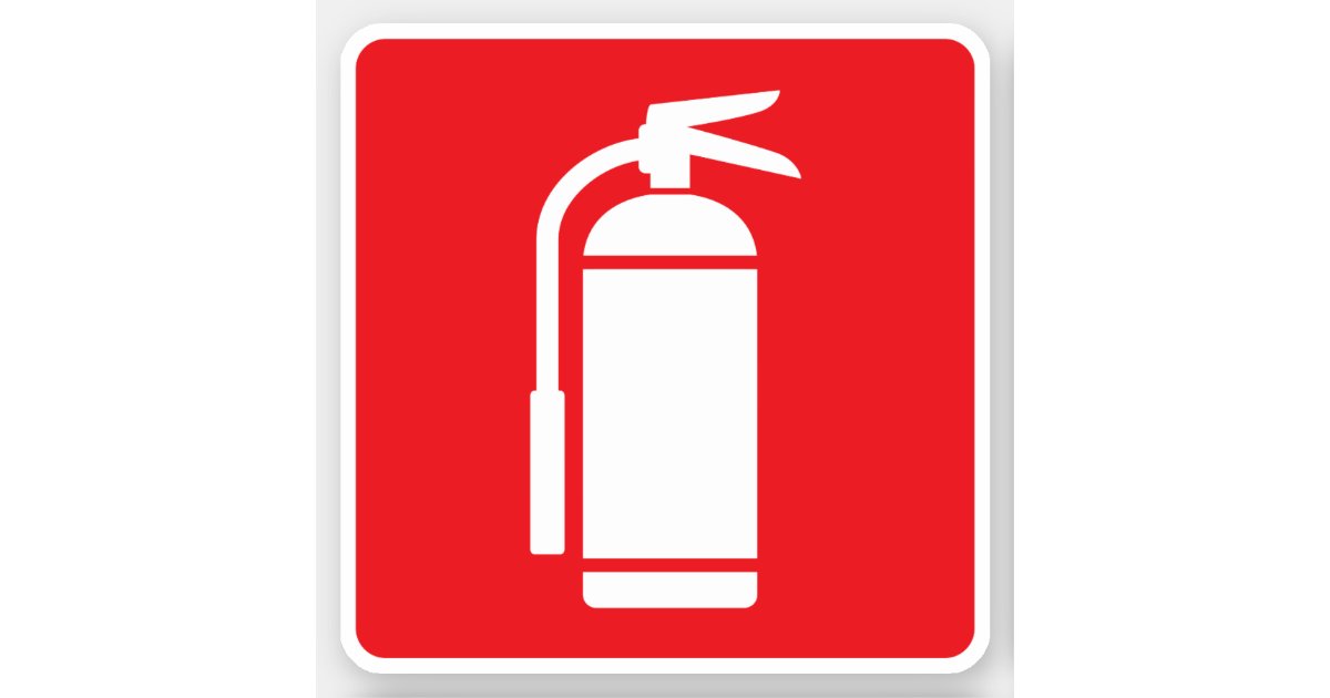 Fire extinguisher symbol, white on red sticker | Zazzle