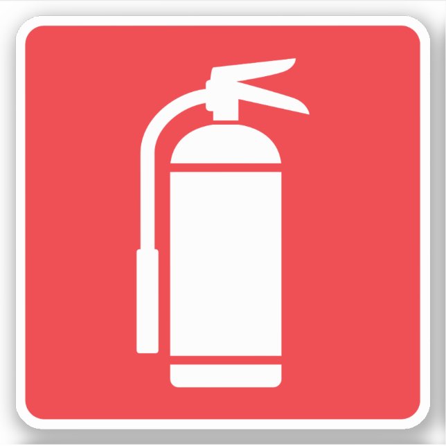 Fire extinguisher symbol, white on red sticker (Front)