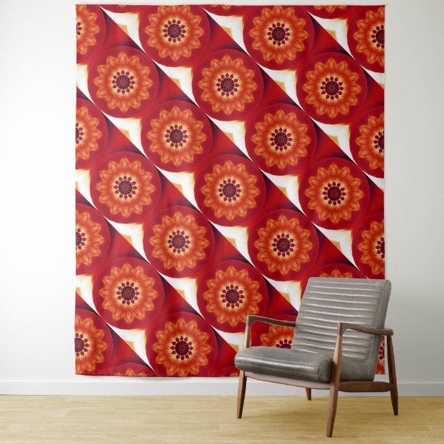 Fire Feather Dream Catcher Red 10 Tapestry (In Situ)