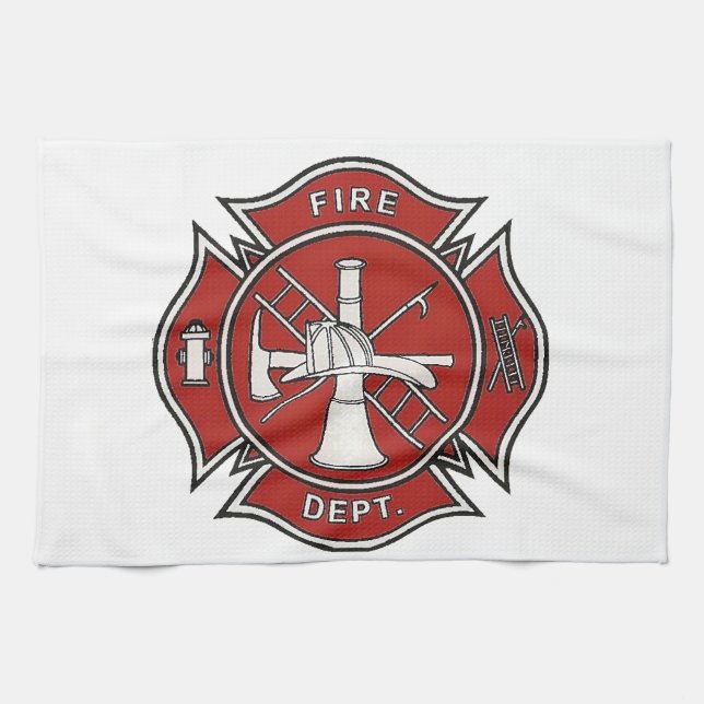 Fire Fighter Badge Kitchen Towel (Horizontal)