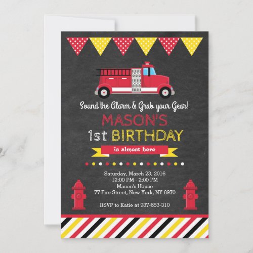 Fire Fighter Birthday Invitation