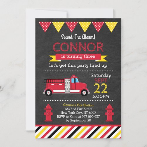 Fire Fighter Birthday Invitation