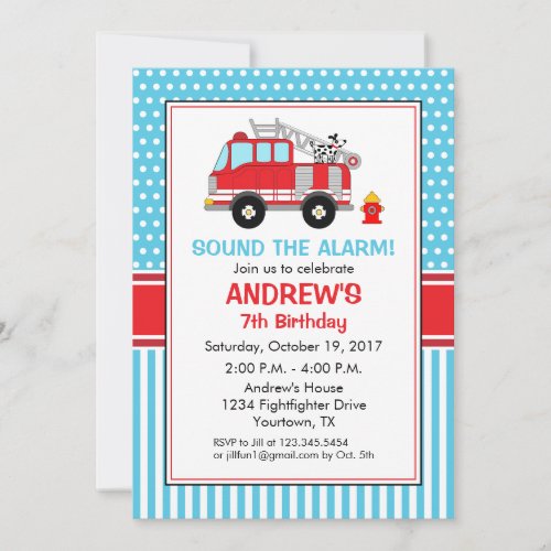 Fire fighter Birthday Invitation