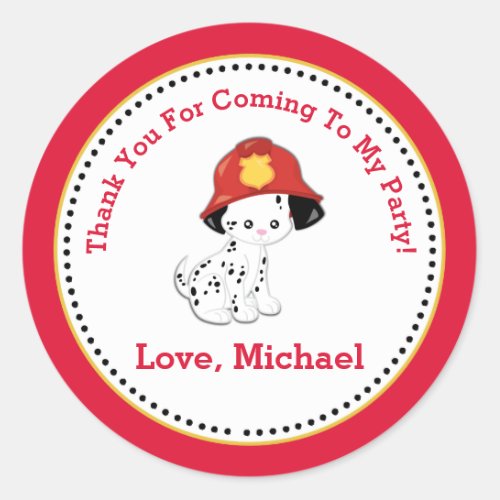 Fire Fighter Birthday Party Favor Tag Sticker