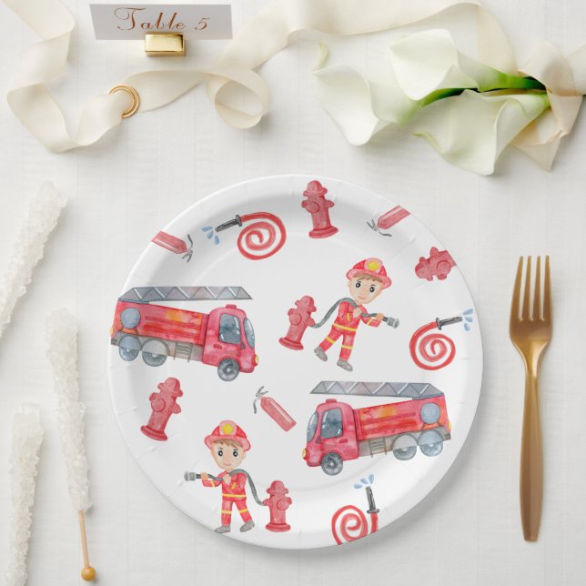 Fire Fighter Birthday Party  Paper Plates (Wedding)