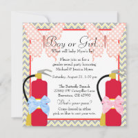 Fire Fighter & Butterfly Chevron Gender Reveal Invitation