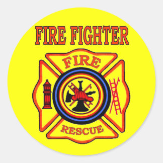 FIRE FIGHTER CLASSIC ROUND STICKER