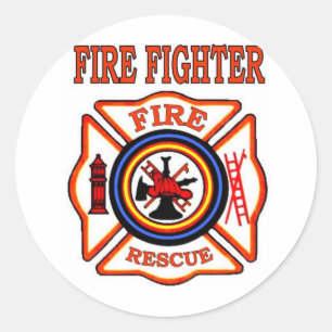 FIRE FIGHTER CLASSIC ROUND STICKER