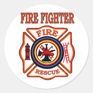 FIRE FIGHTER CLASSIC ROUND STICKER
