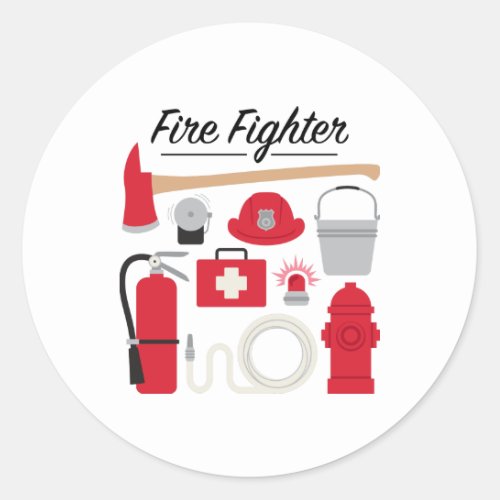 Fire Fighter Classic Round Sticker
