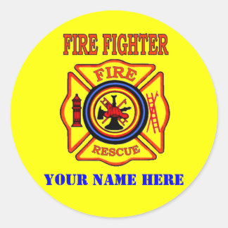 FIRE FIGHTER CLASSIC ROUND STICKER
