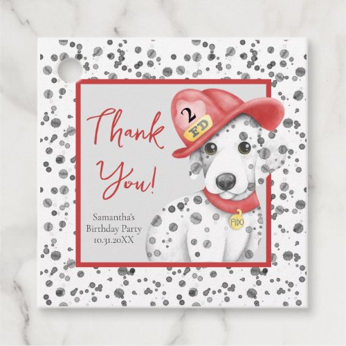 Fire Fighter Dalmatian Spots Birthday Thank You Favor Tags