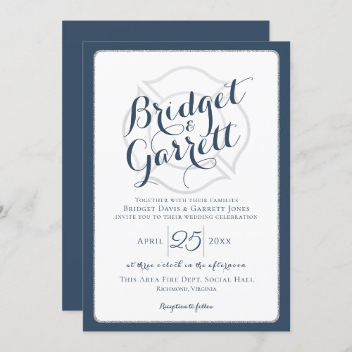 Fire Fighter Designer Text and Monogram Invitation