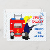 Fire-fighter Fire Engine Themed Kids Party Invitation (Front/Back)