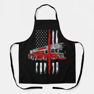Fire Fighter Fireman American Flag Thin Red Line F Apron