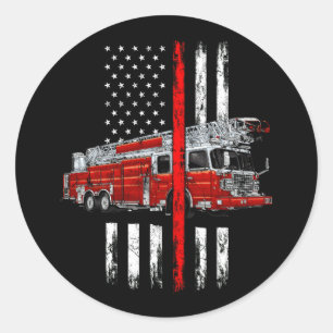 Fire Fighter Fireman American Flag Thin Red Line F Classic Round Sticker