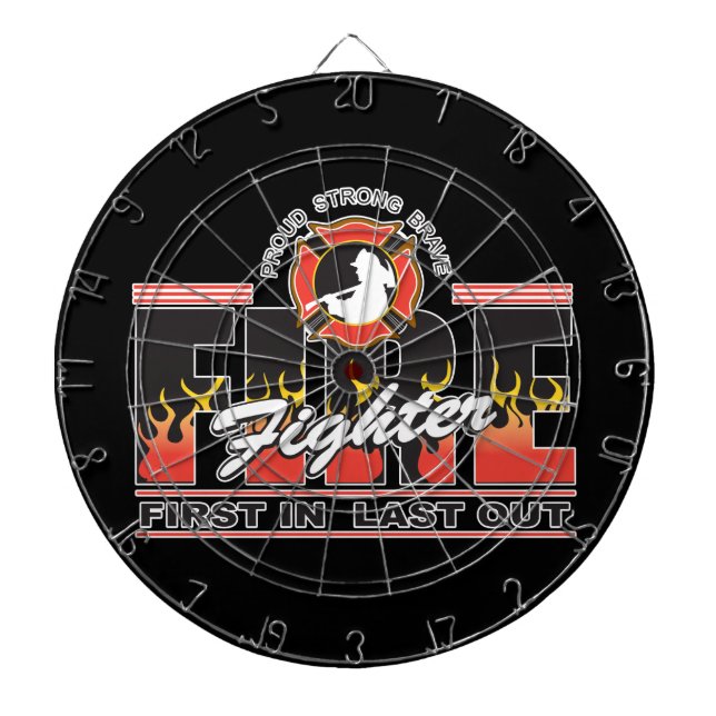 Fire Fighter First In, Last Out Dartboard With Darts (Front)