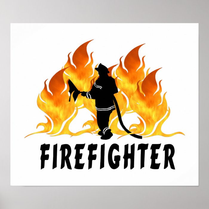 Fire Fighter Flames Poster