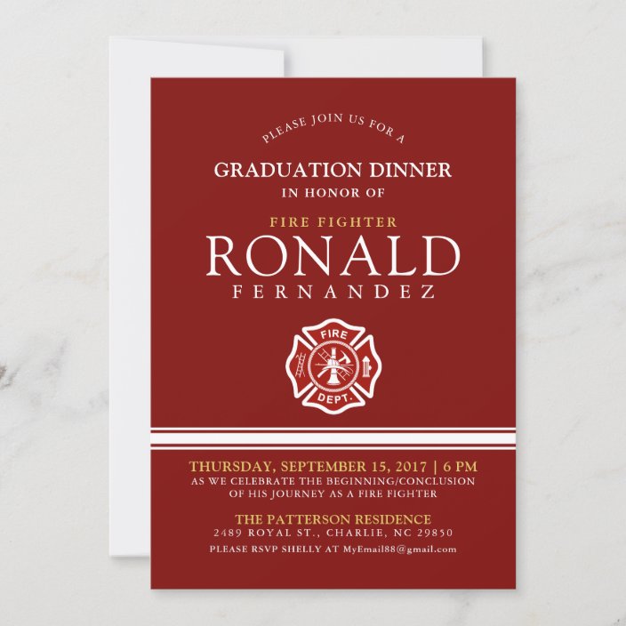 Fire Fighter Graduation Dinner | Event Invitation | Zazzle.com