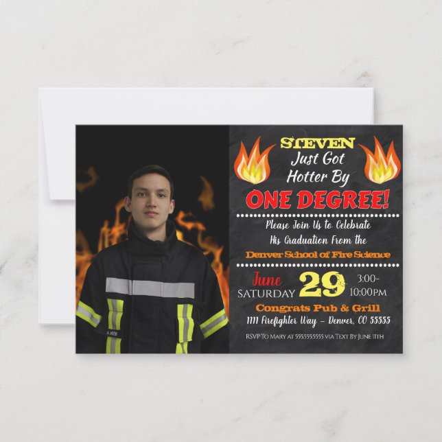 Fire Fighter Graduation Invitation  (Front)