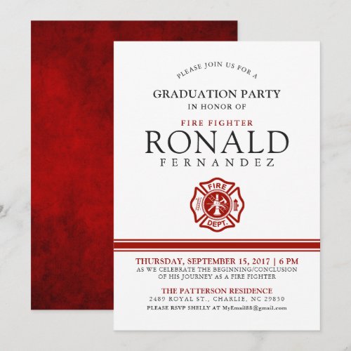 Fire Fighter Graduation Party | Event Invitation