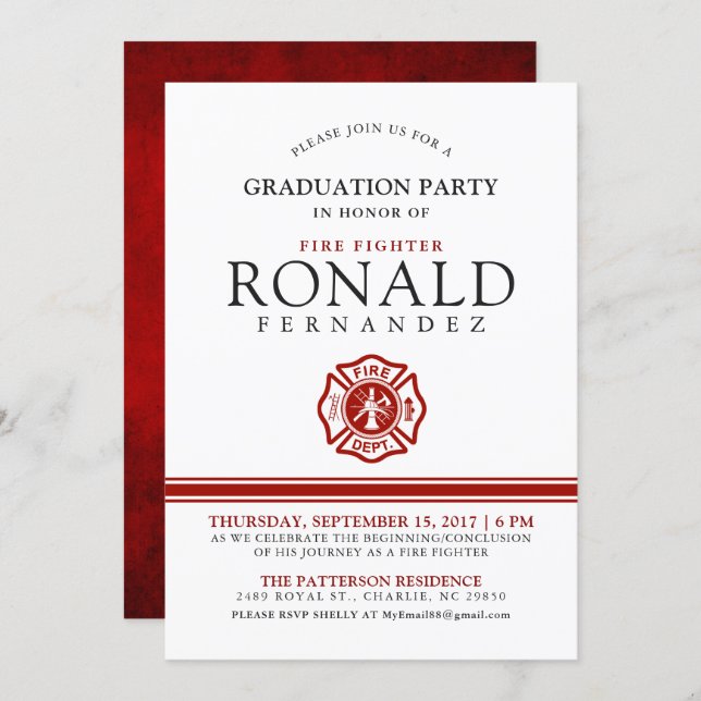Fire Fighter Graduation Party | Event Invitation (Front/Back)