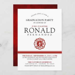 Fire Fighter Graduation Party   Event Invitation