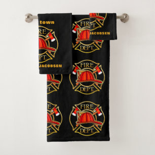 Fire Fighter Helmet   Bath Towel Set