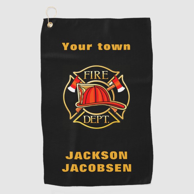 Fire Fighter Helmet    Golf Towel (Front)