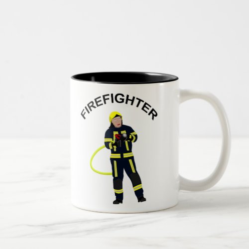 Fire fighter in blue suit Two color Two_Tone Coffee Mug