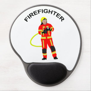 Fire fighter in red use clothing Gel Mousep Mouse Pad