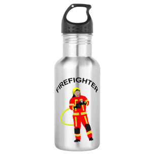 Fire fighter in red use clothing stainless steel water bottle