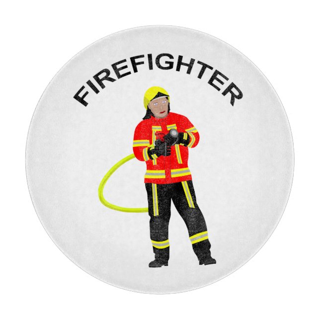 Fire fighter in use clothes cutting board (Front)