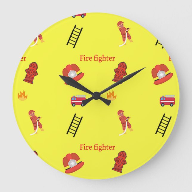 Fire fighter job pattern on yellow large clock (Front)