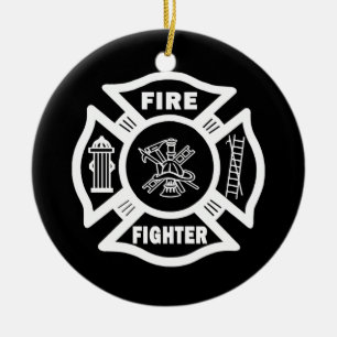 Fire Fighter Maltese Ceramic Ornament