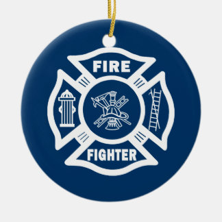 Fire Fighter Maltese Ceramic Ornament
