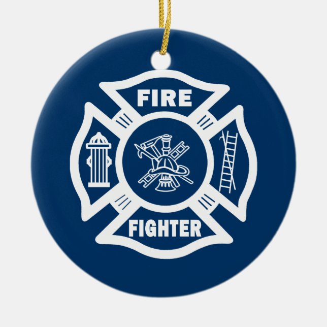 Fire Fighter Maltese Ceramic Ornament (Front)
