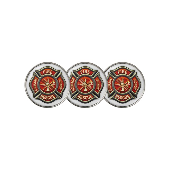Fire Fighter Maltese Cross Golf Ball Marker (3 Up)