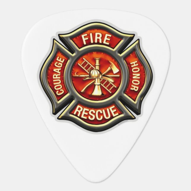 Fire Fighter Maltese Cross Guitar Pic Guitar Pick (Front)