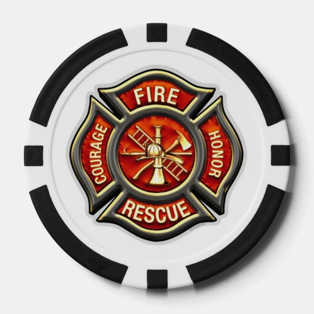Fire Fighter Maltese Cross Poker Chips (Front)