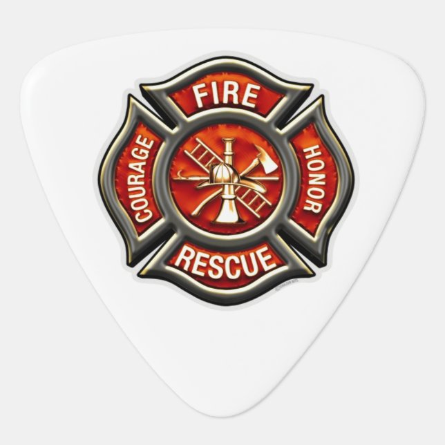 Fire Fighter Maltese Cross Triangle Guitar Pic Guitar Pick (Front)