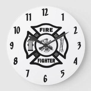 Fire Fighter Maltese Logo Large Clock