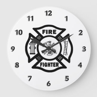 Fire Fighter Maltese Logo Large Clock