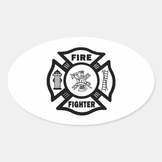 Fire Fighter Maltese Oval Sticker (Front)