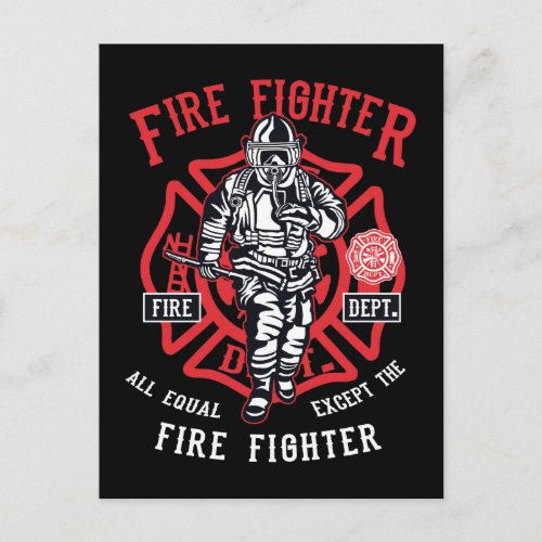 Fire Fighter  Not all men are equal Postcard