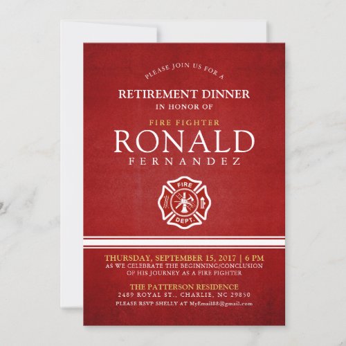 Fire Fighter Retirement Dinner  Event Invitation