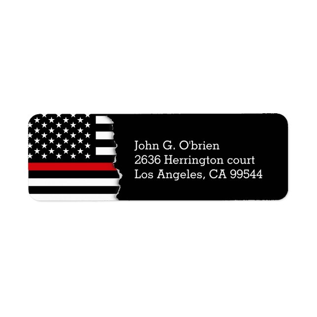 Fire Fighter Style American Flag Personalized Label (Front)